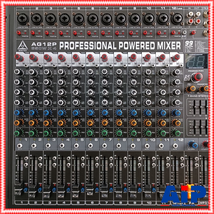 MICROTECH AG-12P powermixer 4CH พาวเวอร์มิกเซอร์ มีครอสในตัว กำลังขยาย 650 วัตต์ ไมโครเทค AG 12 P AG12P เอไอ-ไพศาล