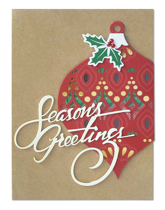 การ์ดคริสต์มาส กระดาษคราฟ ซ้อนลายฉลุ Season's Greetings