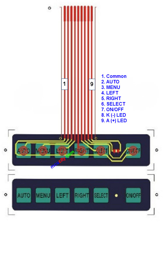 1x6 Matrix Array Keyboard 6 Key Membrane Switch Keypad 1*6 Keys with LED