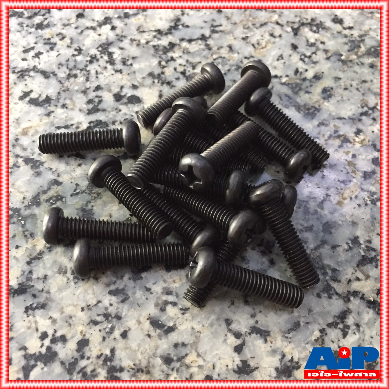 ถุง20ตัว สกรูเกลียวมิลหัวแฉกJPชุบดำ M6-1.0X25 ถุง20ตัว สกรูหัวแฉก สกรูM6 น็อต สกรู น็อตดำM6 เอไอ-ไพศาล