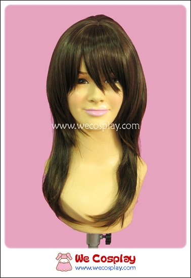 วิกผม สีน้ำตาลทอง มีหน้าม้า ยาว 45 ซม.