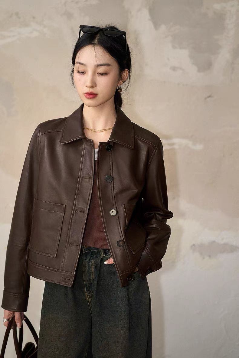 **do**เสื้อหนัง brunello cucinelli Soft nappa leather jacket สินค้าใหม่ ของแท้