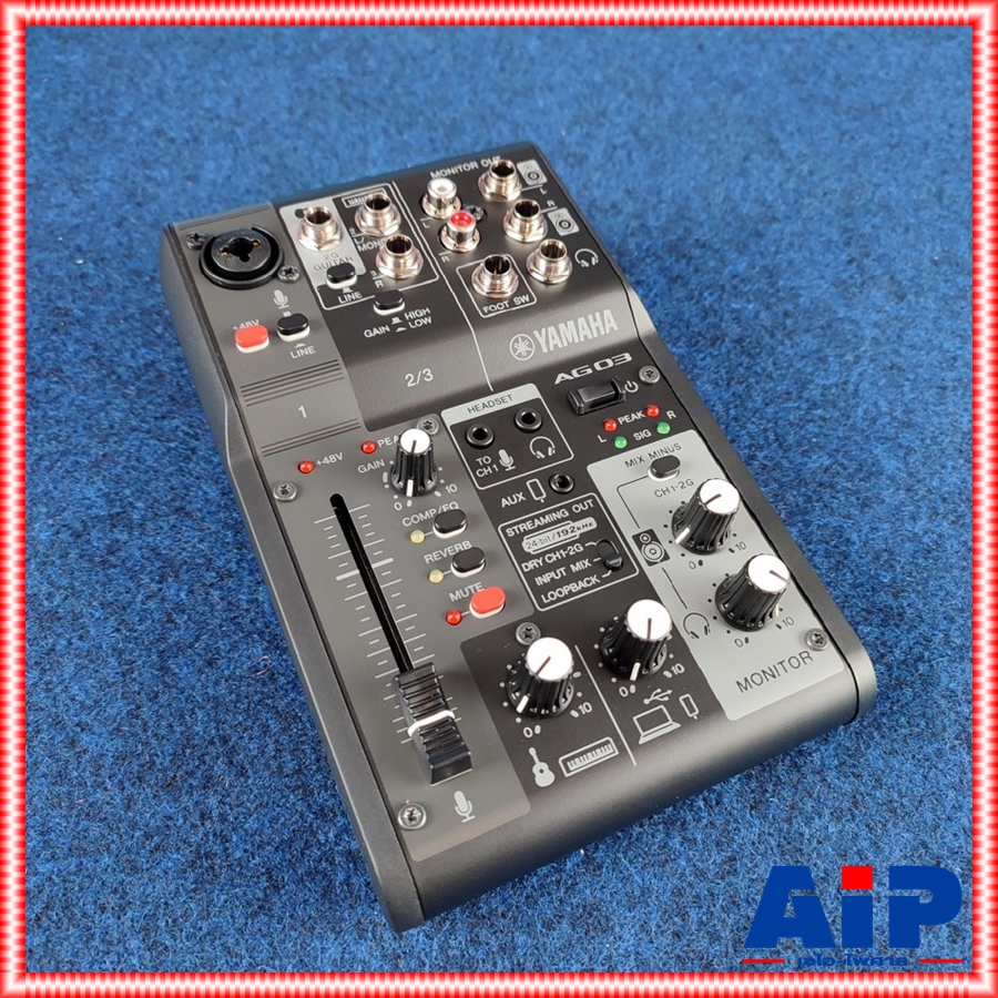 YAMAHA AG-03MK2B สีดำ MIXER มิกเซอร์ 3 ช่องสัญญาณพร้อมอินเตอร์เฟสเสียงแบบ USB ยามาฮ่า AG 03 MK 2 W AG03MK2W เอไอ-ไพศาล