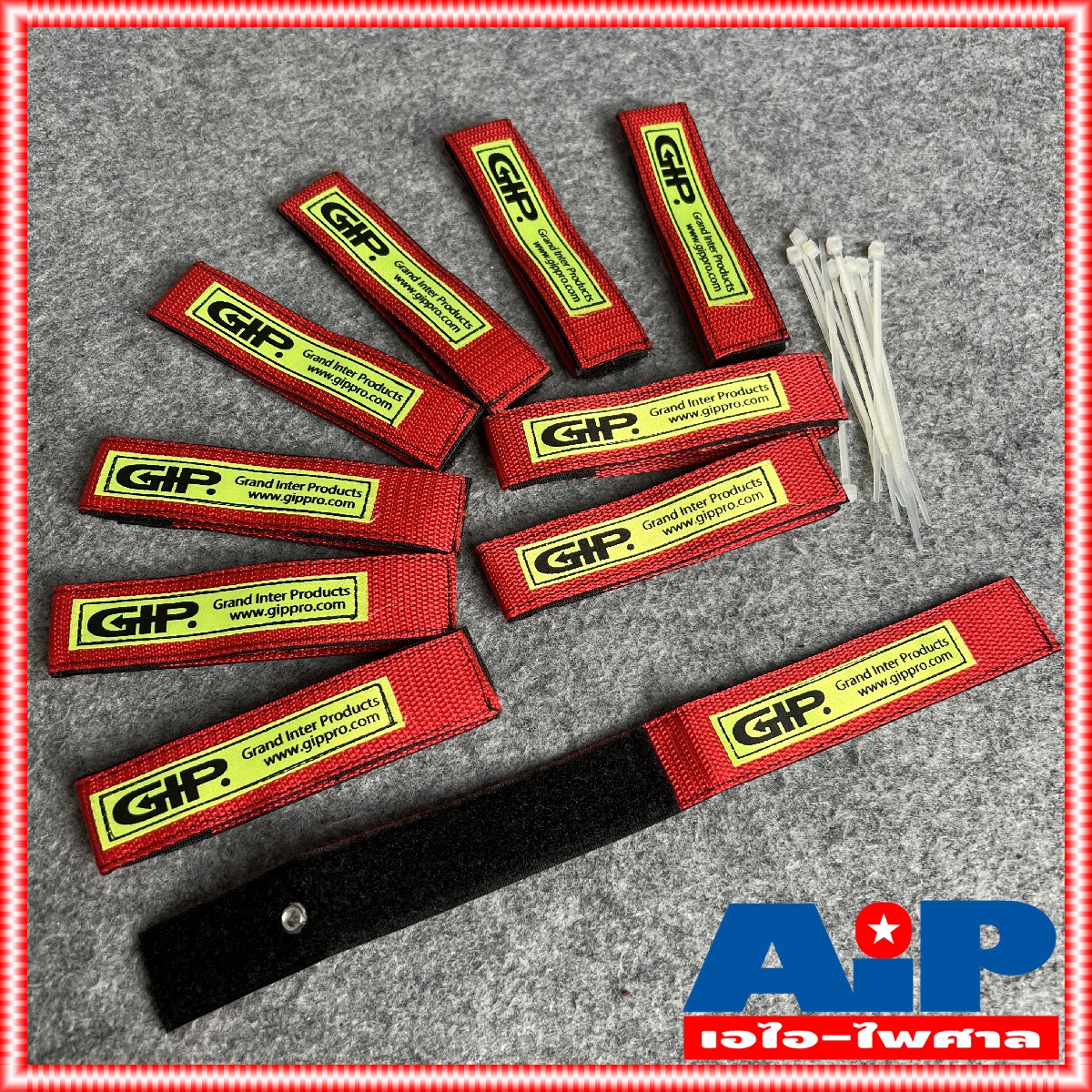 แพ็ค10เส้น สายรัดGIP สีแดง สายรัดสาย สายรัดสายลำโพง สายรัดสายสัญญาณ GIP สายรัด ยาว 272mm