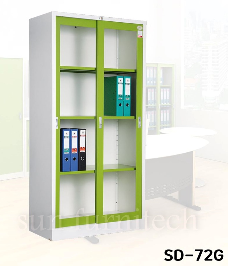 ตู้เอกสาร 2 บานเลื่อนกระจกสูง, ตู้เอกสารบานเลื่อนกระจกสูง, ตู้เอกสารสูง 2 บานเลื่อนกระจก ขนาด 3 ฟุตTaiyo รุ่น SD-723G