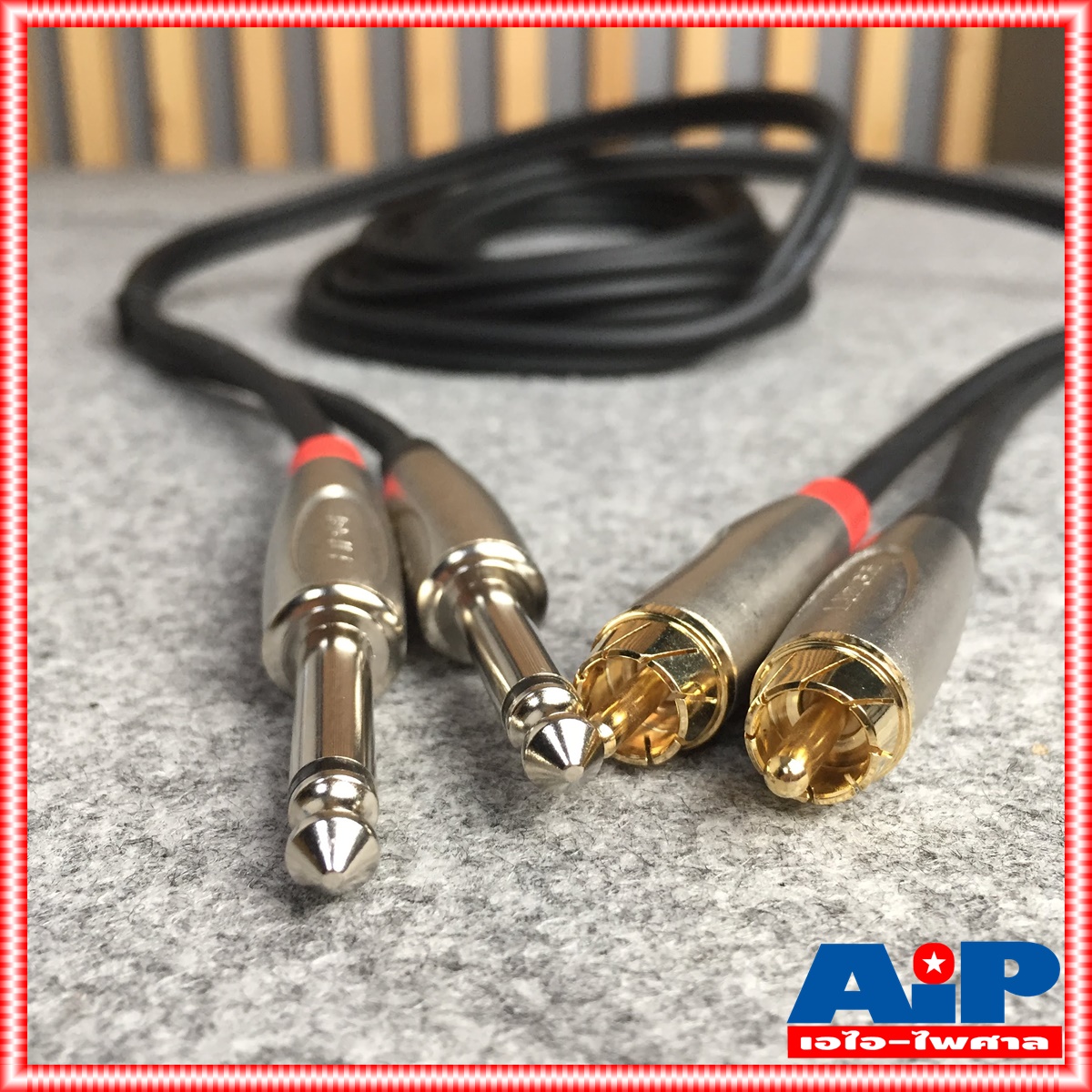 ความยาว5เมตร สายปลั๊ก RCA x2 - MIC x2 LIDGE YM-398 สาย RCA 2หัว ออก ปลั๊ก PHONE mono x2 สายสัญญาณ เอไอ-ไพศาล