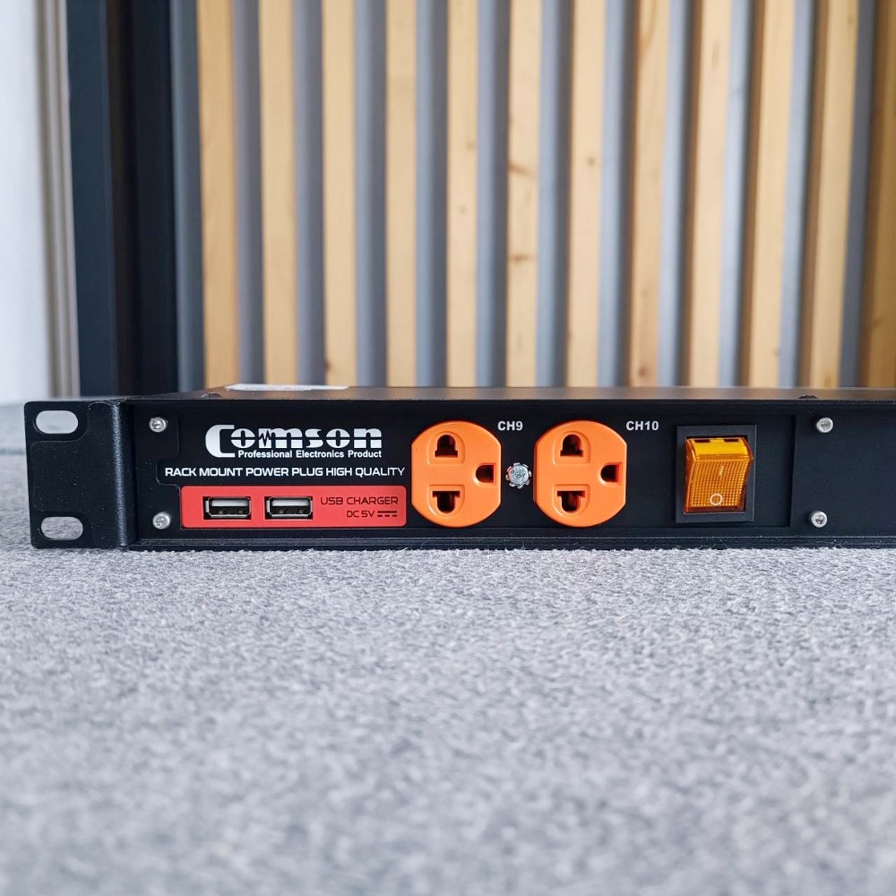 ปลั๊กเหลือง ส้ม COMSON AEC-10 รุ่นใหม่ ปลั๊กRACK 12ช่อง มิเตอร์ วัด4แบบ AEC10 AEC 10 ปลั๊กพ่วงติดแร็ค ปลั๊กรางจ่ายกระแสไฟ คอมสัน หน้าจอแสดงผลและเบรกเกอร์ เอไอ-ไพศาล