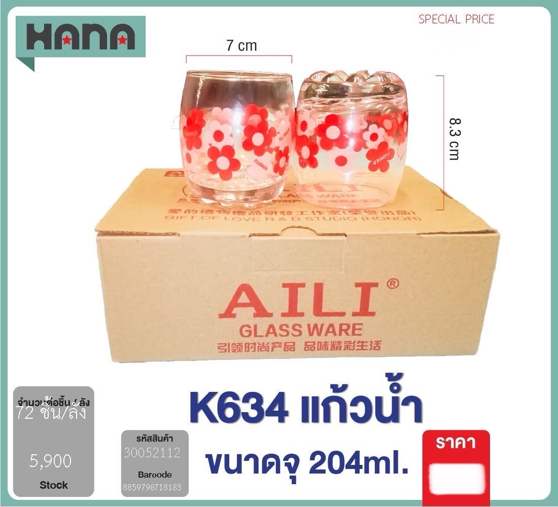 แก้วน้ำ 204 ml 30052112 KN (ราคาต่อโหล)