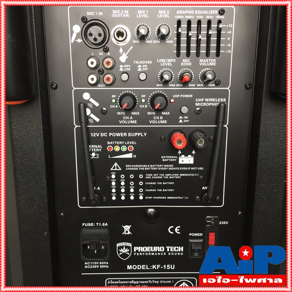 ลำโพงล้อลาก ไมค์ลอย UHF PROEUROTECH KF-15U ตู้ลำโพงอเนกประสงค์ ขนาด 15นิ้ว รองรับ USB,Bluetooth พร้อมไมค์โครโฟนไร้สาย คลื่นความถี่ UHF KF15U KF 15U PRO EUROTECH โปรยูโรเทค เอไอ-ไพศาล