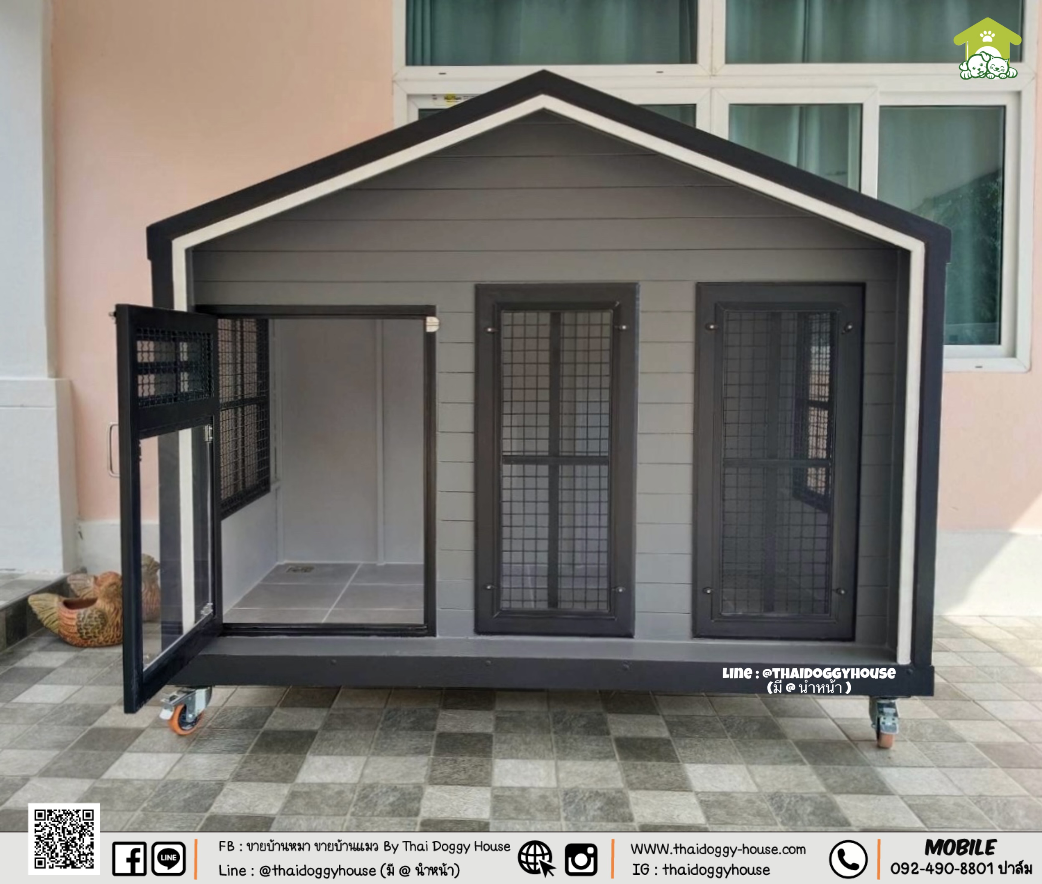 บ้านหมา บ้านแมว " 𝐍𝐎𝐑𝐃𝐈𝐂 𝐒𝐓𝐘𝐋𝐄 " มีตะแกรงเหล็ก มุ้งลวด พร้อมประตูบานสวิง ให้น้องๆเข้า- ออกเองได้ อากาศถ่ายเทได้ดี