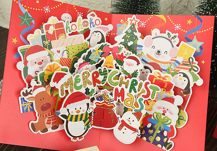 การ์ดคริสต์มาส Pop-Up Merry Christmas