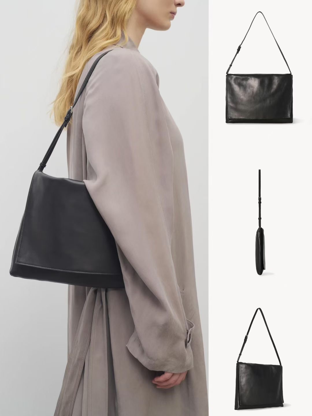 กระเป๋าหนังแกะ The Row Nan Shoulder Bag in Leather มี 2 สี มีกระเป๋าเล็กห้อย สินค้าใหม่ ของแท้