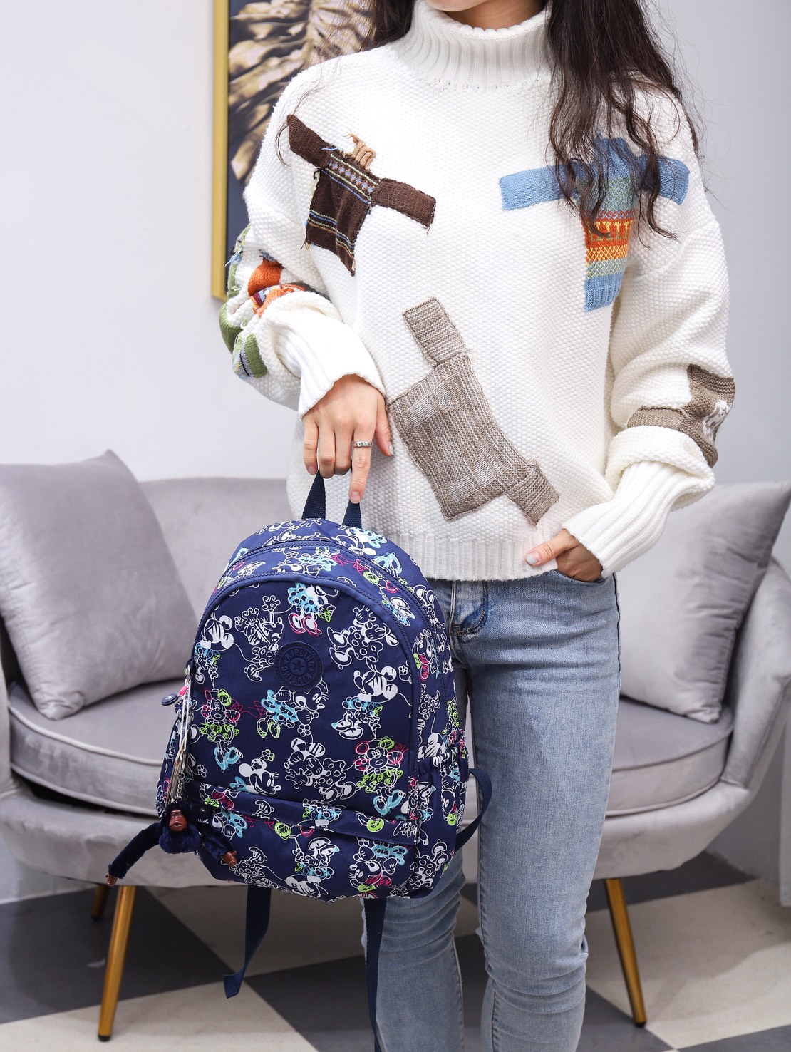 พร้อมส่งฟรีกระเป๋าเป้ Kipling & Mickey ใบใหญ่