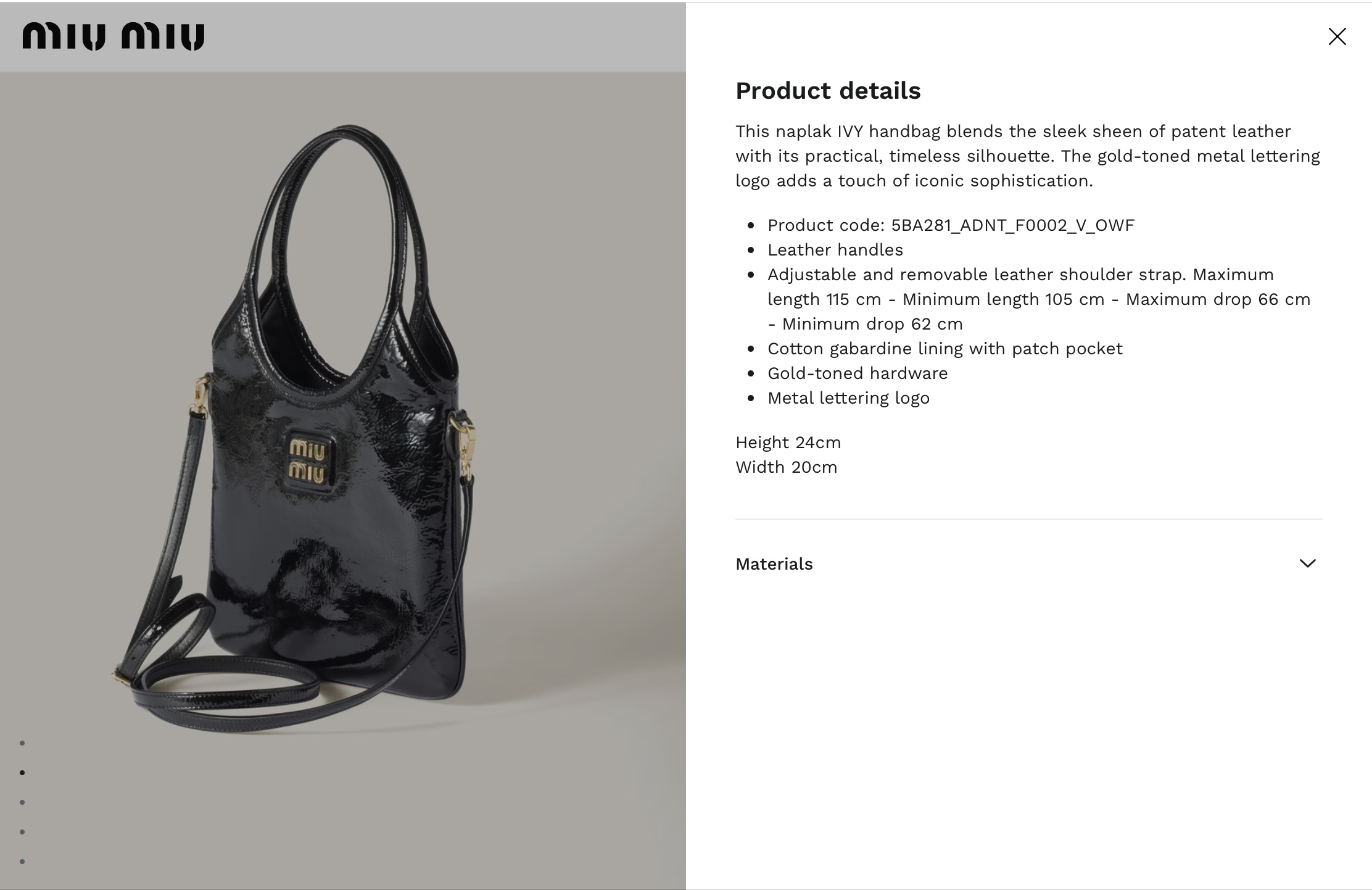 **do** กระเป๋า MiuMiu IVY naplak patent leather bag ใบเล็ก หนังเคลือบ ทนทาน มี 2 สีให้เลือก สินค้าใหม่ ของแท้