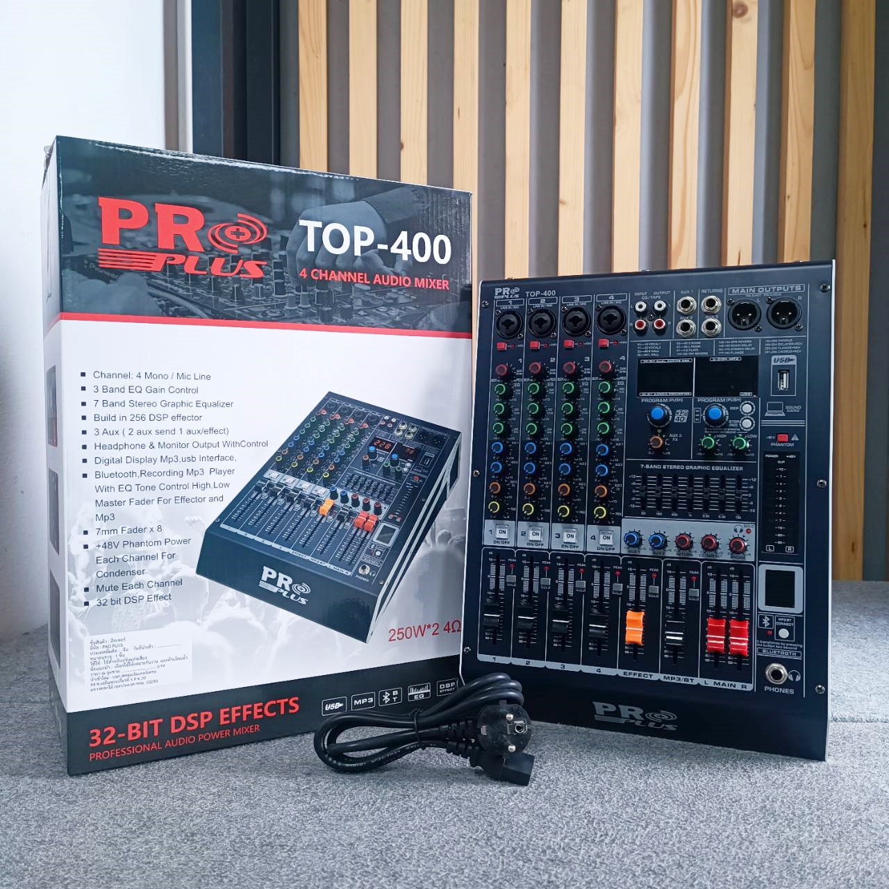 PROPLUS TOP-400 POWERMIXER เพาเวอร์มิกเซอร์สเตอริโอ 4 ชาแนล 250Wx2 USB/Bluetooth PRO PLUS TOP400 TOP 400 เอไอ-ไพศาล