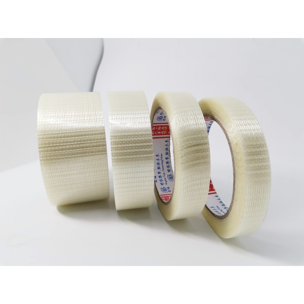 เทปใยสัปปะรด เทปตาข่ายไฟเบอร์กลาส ทนต่อแรงดึง เทปใยแก้ว Fiber tap สำหรับติดแบตเตอรี่ รัดของ