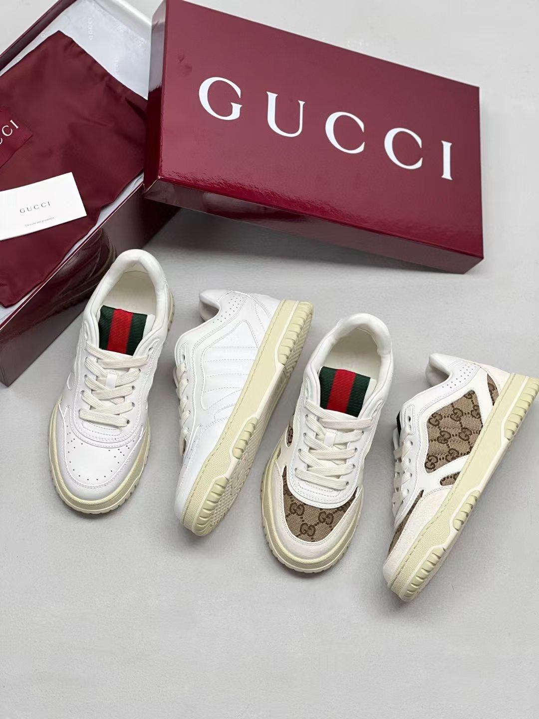 **do** รองเท้าผ้าใบ Gucci WOMEN'S GUCCI RE-WEB SNEAKER มีไซส์ 35-40 สินค้าใหม่ ของแท้