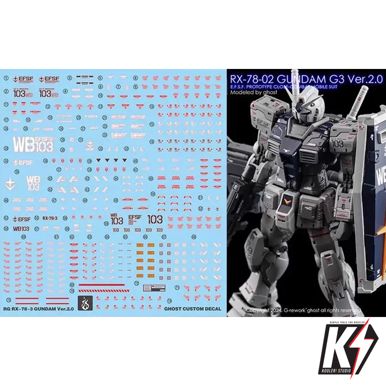 Waterdecal CG RG RX-78-3 Gundam Ver.2.0 #ดีคอลน้ำสำหรับติดกันพลา กันดั้ม Gundam พลาสติกโมเดลต่างๆ