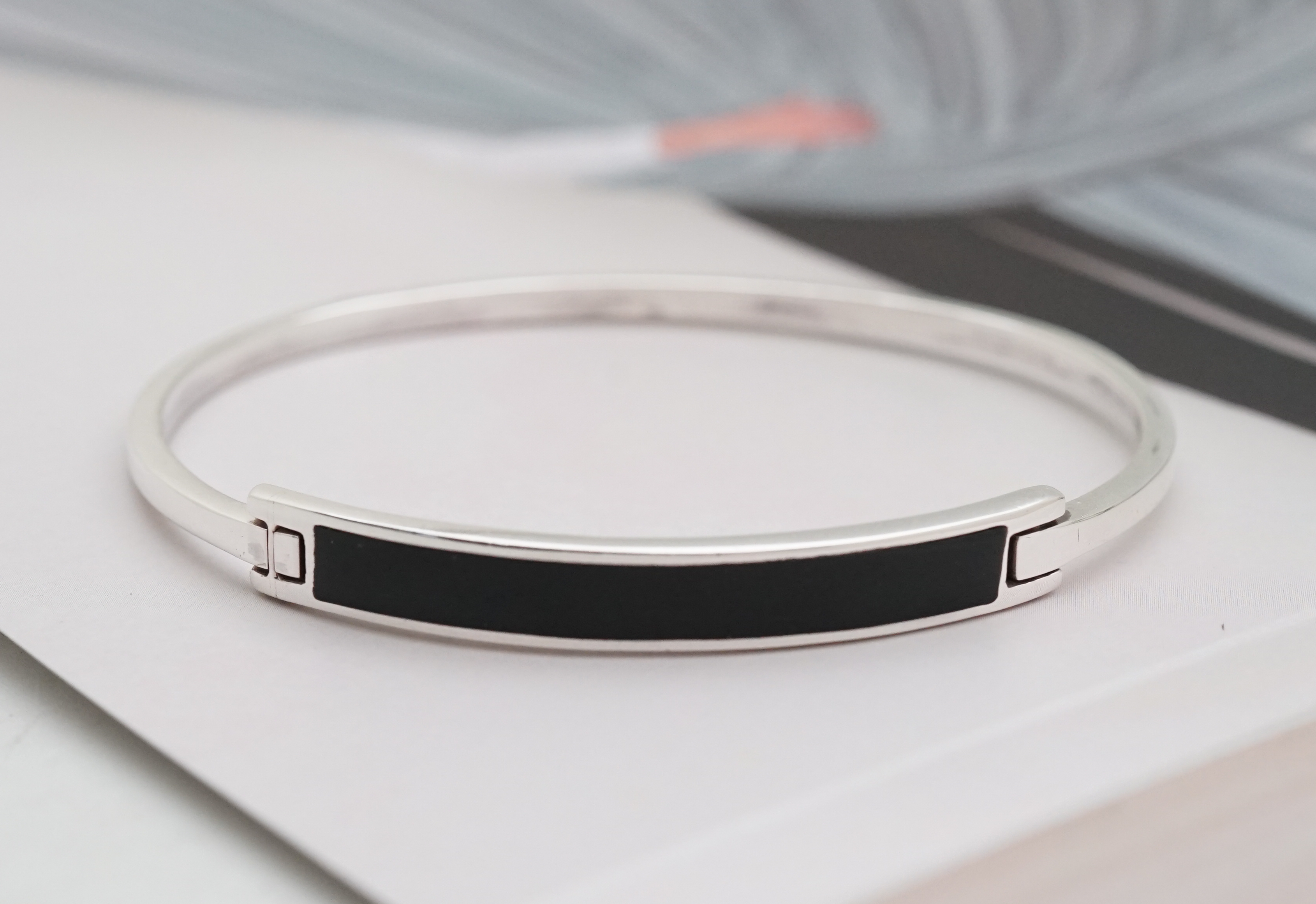 Silver Onyx Bangle กำไลเงินแท้ ฝังด้วยนิล