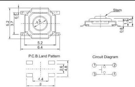 SMD 4*4*1.5MM 4x4x1.5MM touch micro switch button switch button switch waterproof