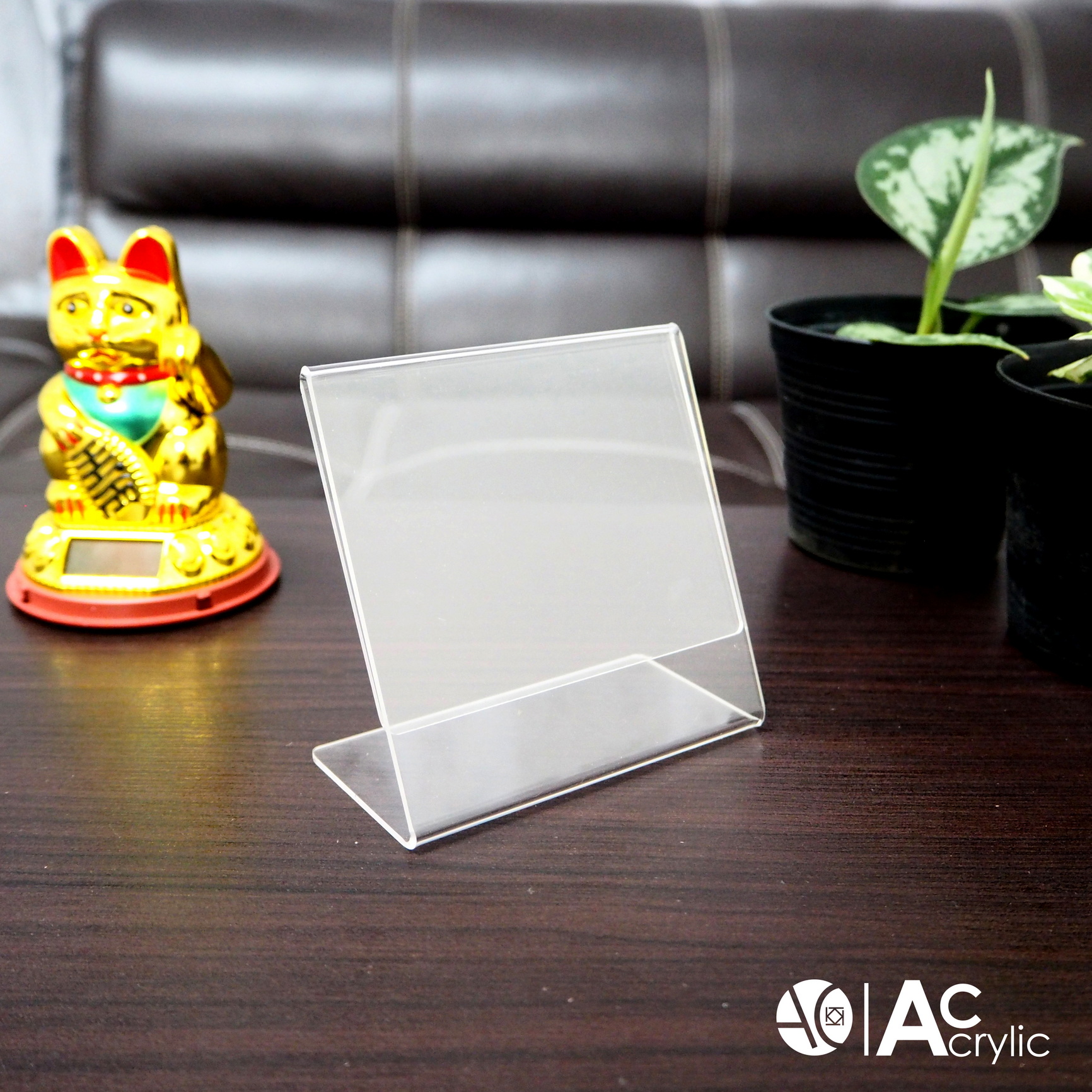 ป้ายตั้งโต๊ะ ป้ายอะคริลิค สอดกระดาษ ขนาด 10x10 cm อะคริลิค โชว์กระดาษ 1 ด้าน ทรง L Acrylic (10x10)