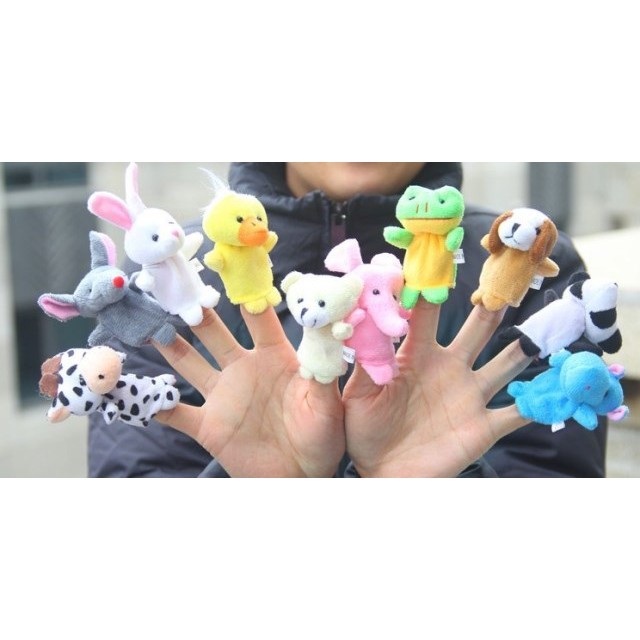 CDH5 ของเล่นผ้าหุ่นนิ้วมือสัตว์ 10 ชิ้น หุ่นสวมนิ้วมือเด็ก หุ่นมือเล่านิทาน ปลีกชุดละ