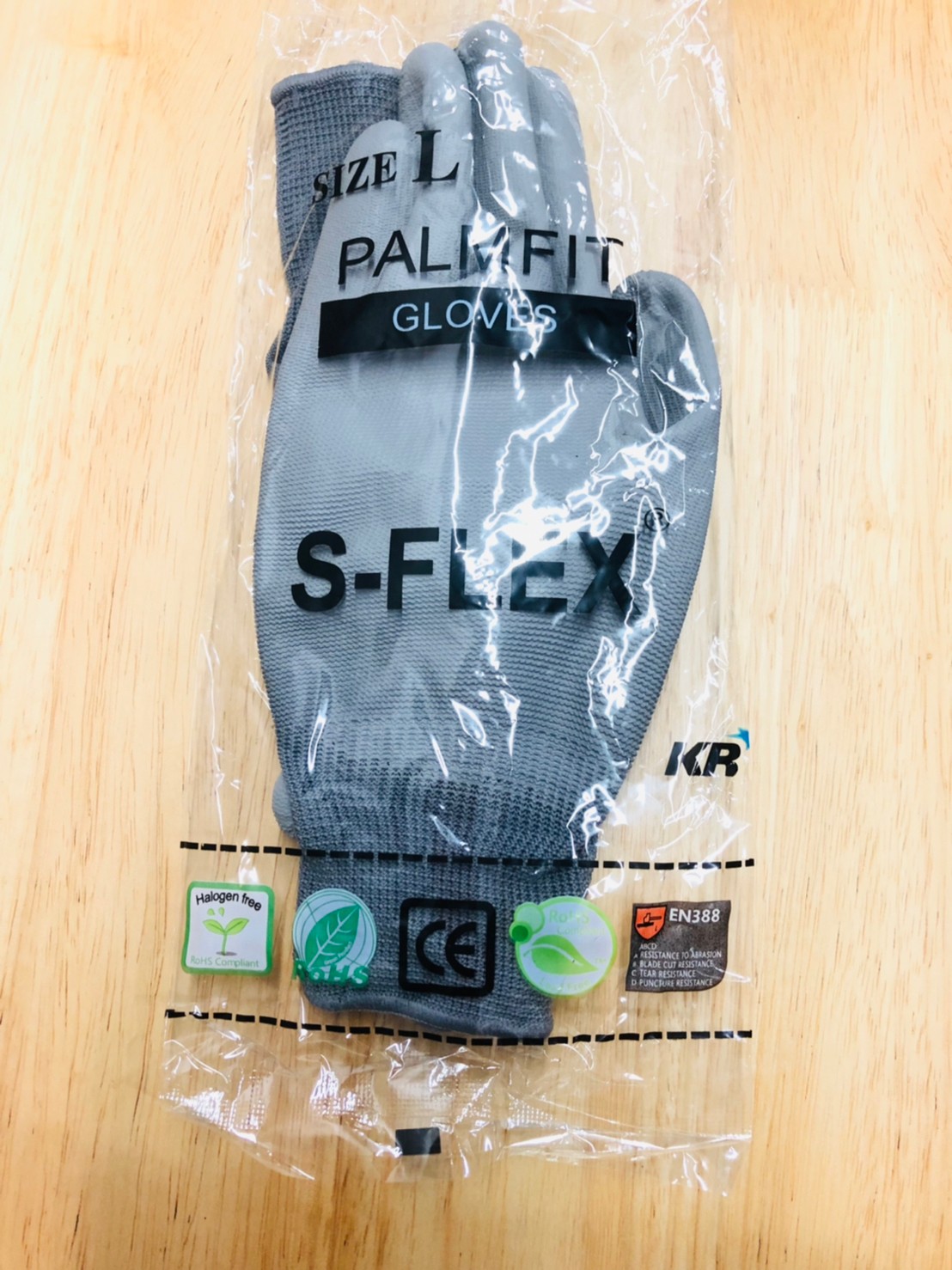 ถุงมือไนล่อน เคลือบ PU เต็มฝ่ามือ สีเทา , PU Palmfit Grey S-Flex