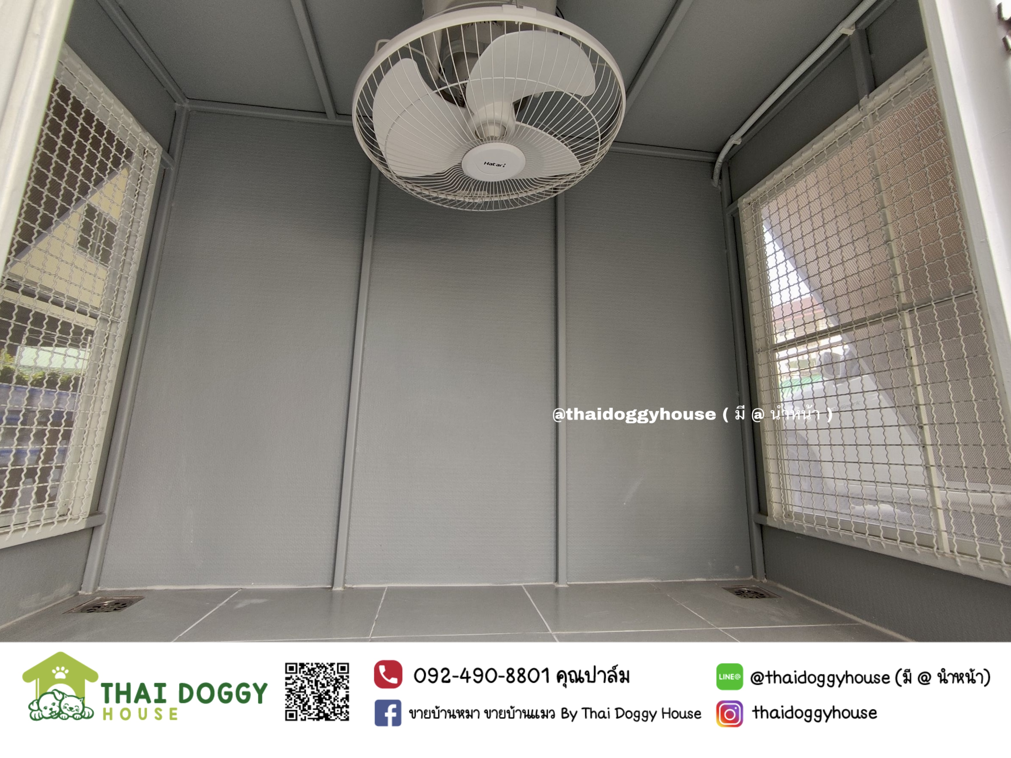 บ้านหมา บ้านแมว บ้านน็อคดาวน์ บ้านสัตว์เลี้ยง แบบพัดลมมีตะแกรงเหล็ก มุ้งลวดทุกหลัง By Thai Doggy House