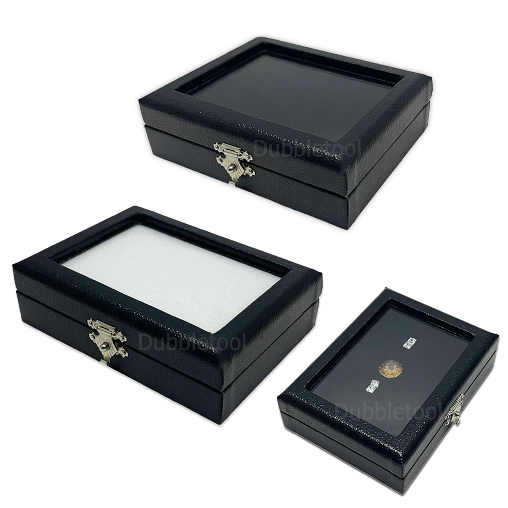 กล่องโชว์เครื่องประดับ ขนาด 10 x 7.5 x 3.0 CM กล่องโชว์กระจกใส พื้น2สี ขาว/ดำ กล่องหนังใส่เครื่องประดับ Jewelry display box