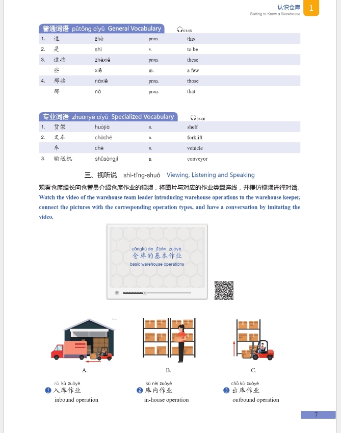 ภาษาจีนด้านโลจิสติกส์ (ระดับต้น) 中文+物流管理 (初级)