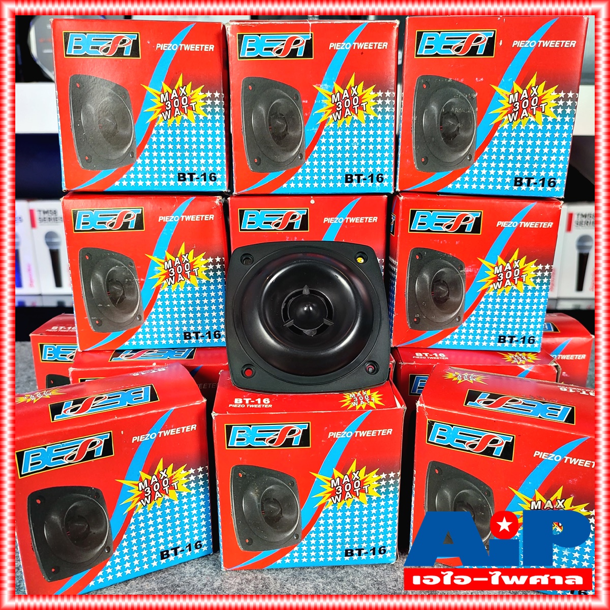1ตัว BEST BT-16 ลำโพงเสียงแหลม BT16 BT 16 Tweeter Speaker ลำโพงเสียงแหลม เปียโซ่ ทวีตเตอร์ 3.5นิ้ว หน้าเหลี่ยม สีดำ 4-8โอห์ม