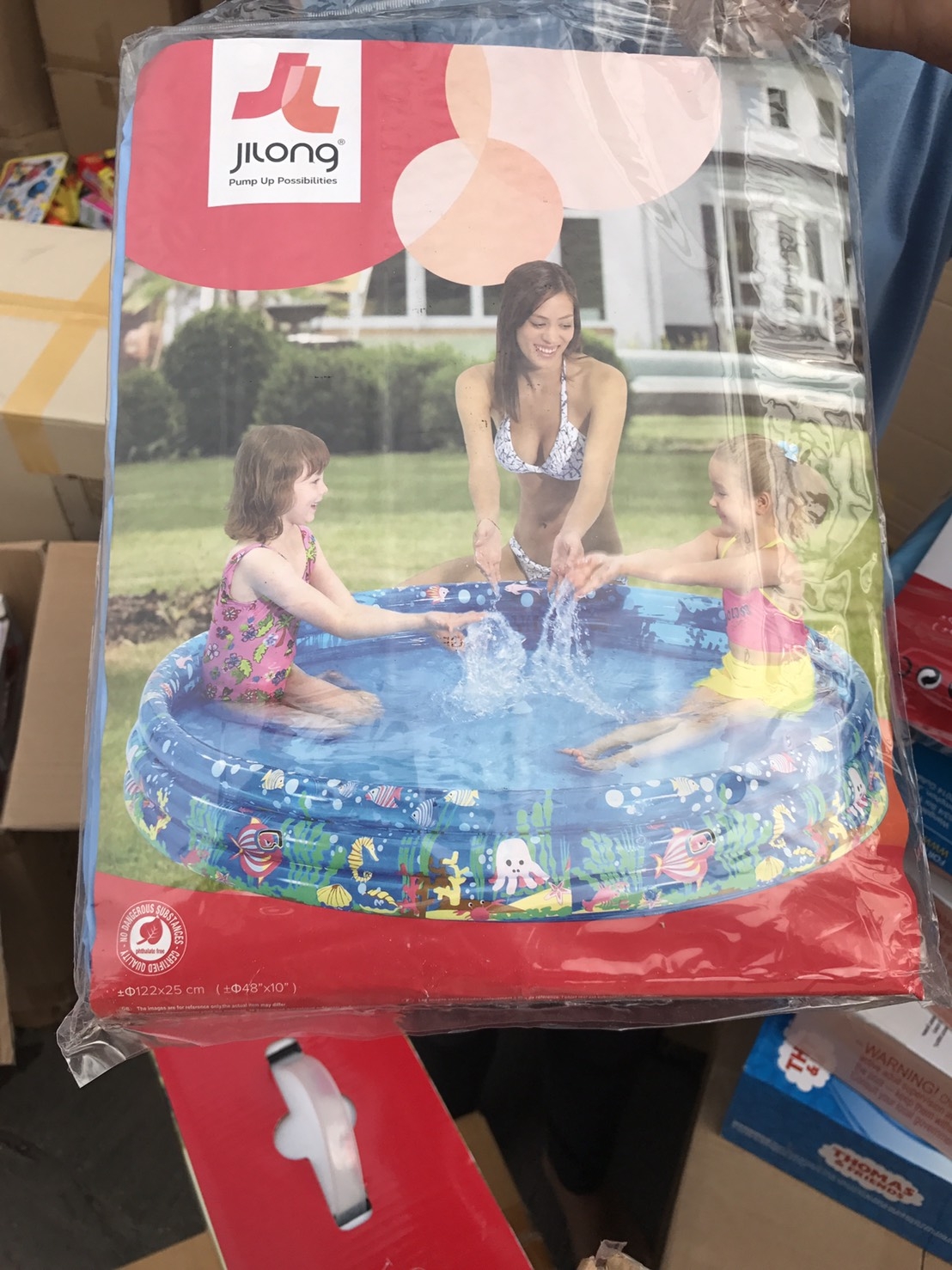 JL-017011 สระเด็ก สระเล่นน้ำ สระว่ายน้ำ สระน้ำเป่าลมลายปลา JILONG ลิขสิทธิ์ถูกต้อง 122x25 cm ปลีกชิ้นละ