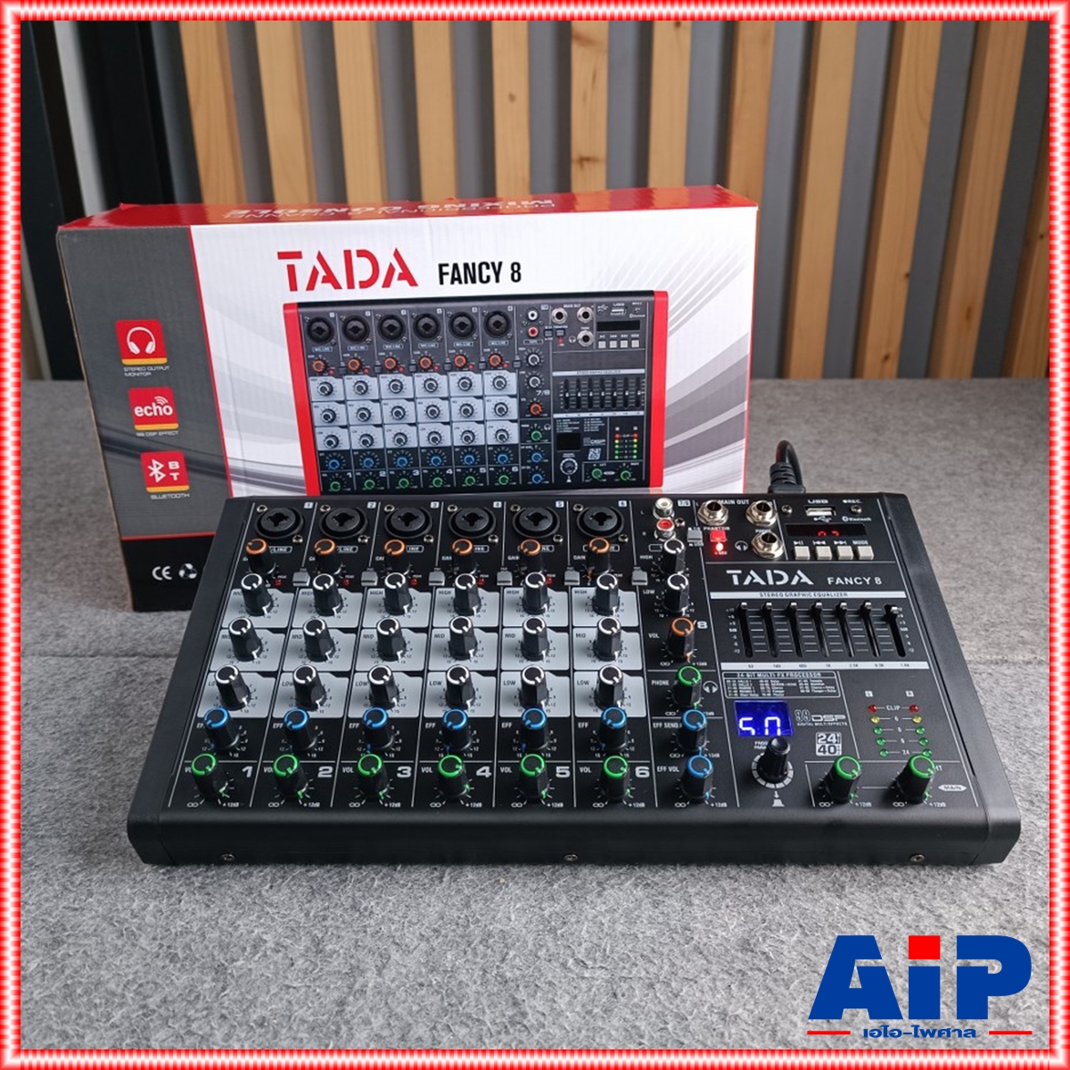 TADA FANCY-8 MIXER สีดำ มิกเซอร์ TADA FANCY 8 มิกเซอร์อนาล็อกขนาดเล็ก USB บลูทูธ พร้อมช่อง Line จำนวน 6 ช่อง เอไอ-ไพศาล