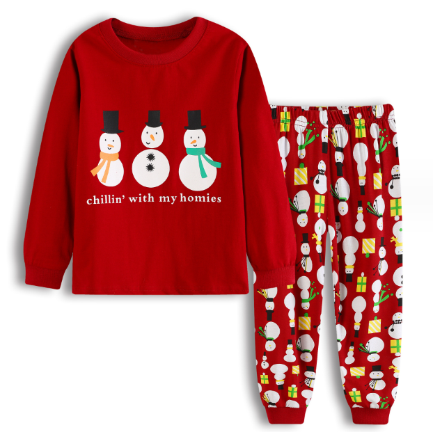 ชุดนอนเด็กแขนยาว ชุดนอนเด็กผู้หญิง ชุดนอนเด็กผู้ชาย ชุดนอนเด็กลายคริสต์มาส ชุดคริสต์มาสเด็ก ผ้าบาง ไม่หนา ใส่สบาย