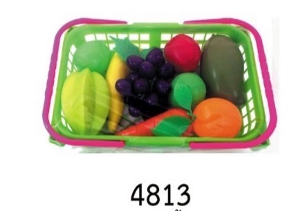 4813 ของเล่นเด็กตะกร้าพร้อมผักผลไม้พลาสติก ผักผลไม้จำลอง ปลีกชิ้นละ