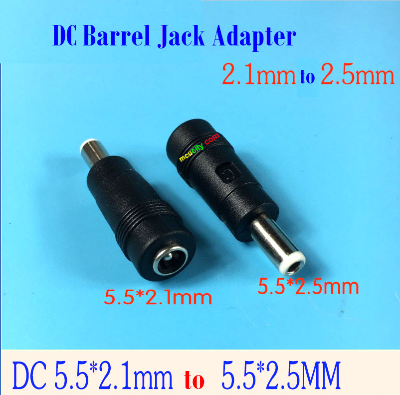 5.5mm x 2.5mm Male Plug to 5.5mm x 2.1mm Female Jack DC Power Adapter