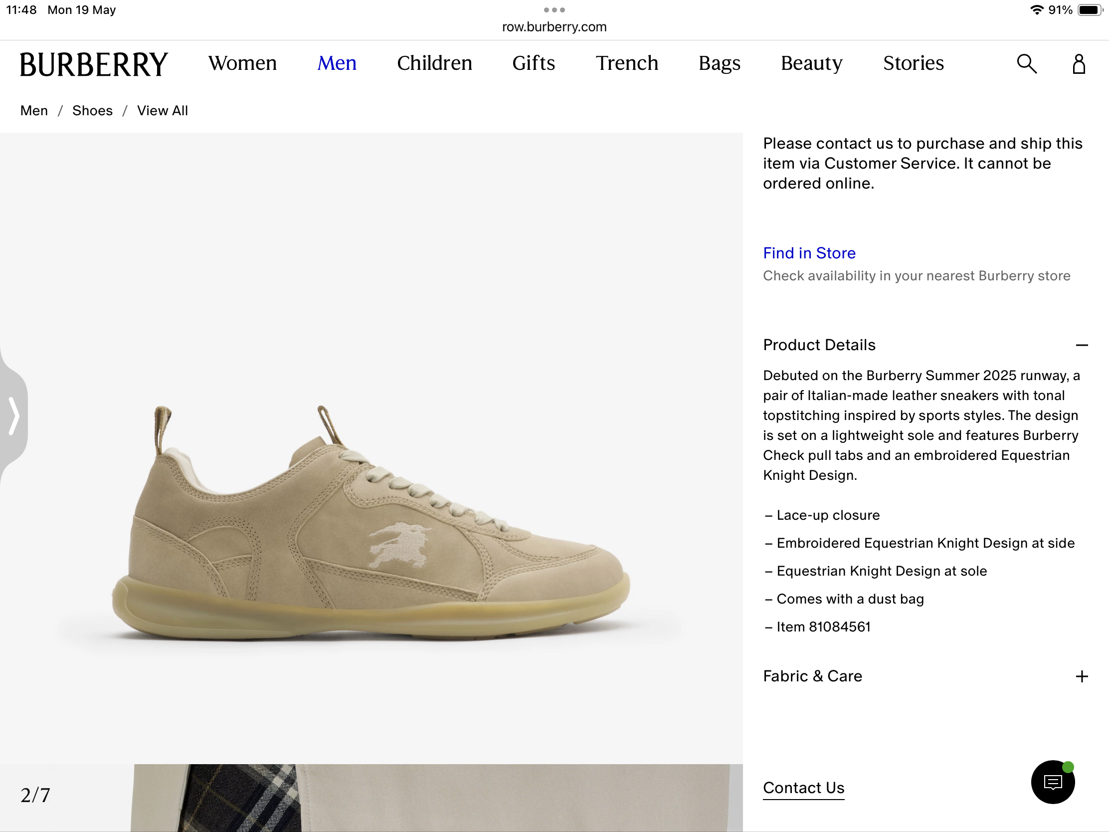 **DO** รองเท้าหนัง Burberry Leather Matrix Sneakers ของผู้ชาย สินค้าใหม่ ของแท้