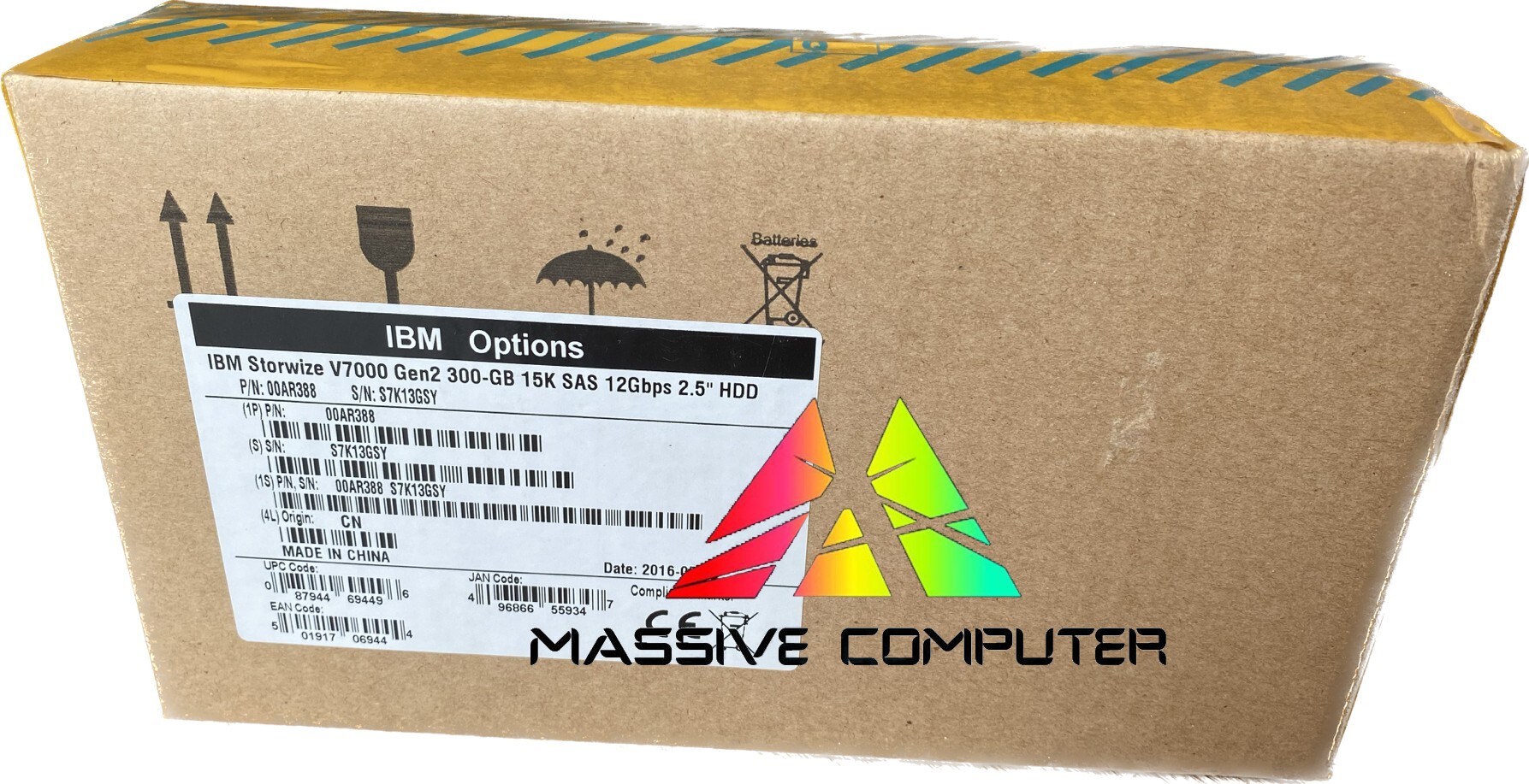 Massive Computer (ขาย จำหน่าย) HDD Hard Disk Server IBM,Lenovo Part # 00AR388 00AR324 IBM 300GB 15K SAS 12Gbps 2.5" GEN2 HOT SWAP HDD for V7000