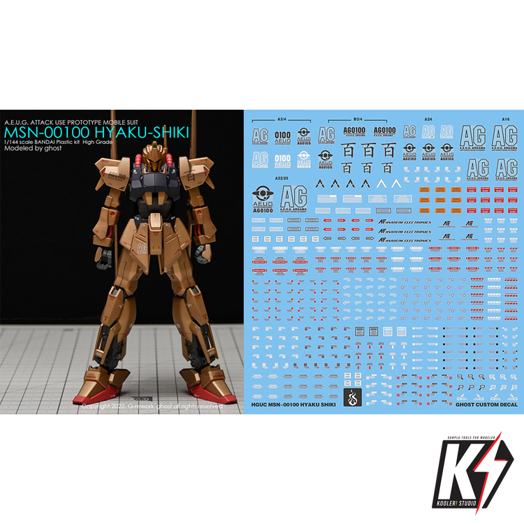 Waterdecal CG HGUC MSN-00100 Hyaku Shiki #ดีคอลน้ำสำหรับติดกันพลา กันดั้ม Gundam พลาสติกโมเดลต่างๆ