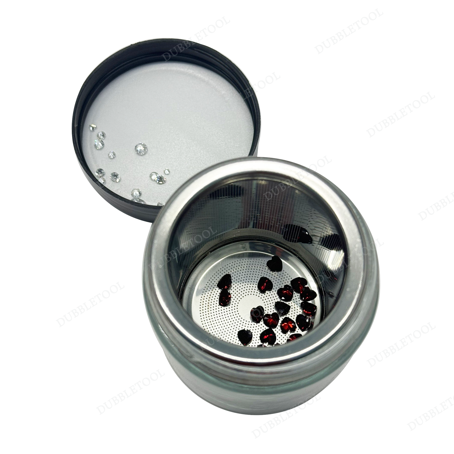 ขวดแก้วล้างเพชร ขวดแก้วล้างพลอย ขวดแก้วแช่เพชร โหลแก้วล้างเพชร สแตนเลส(Stainless) SUS 304 Diamond Stone Washer
