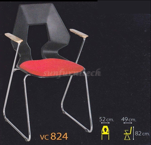 เก้าอี้อเนกประสงค์, เก้าอี้พลาสติก, เก้าอี้แฟชั่น, เก้าอี้โมเดิร์น, เก้าอี้โรงหาร, เก้าอี้ร้านอาหาร มีท้าวแขน มีเบาะ พนักพิงรูแชมเปญ VC รุ่น VC-824