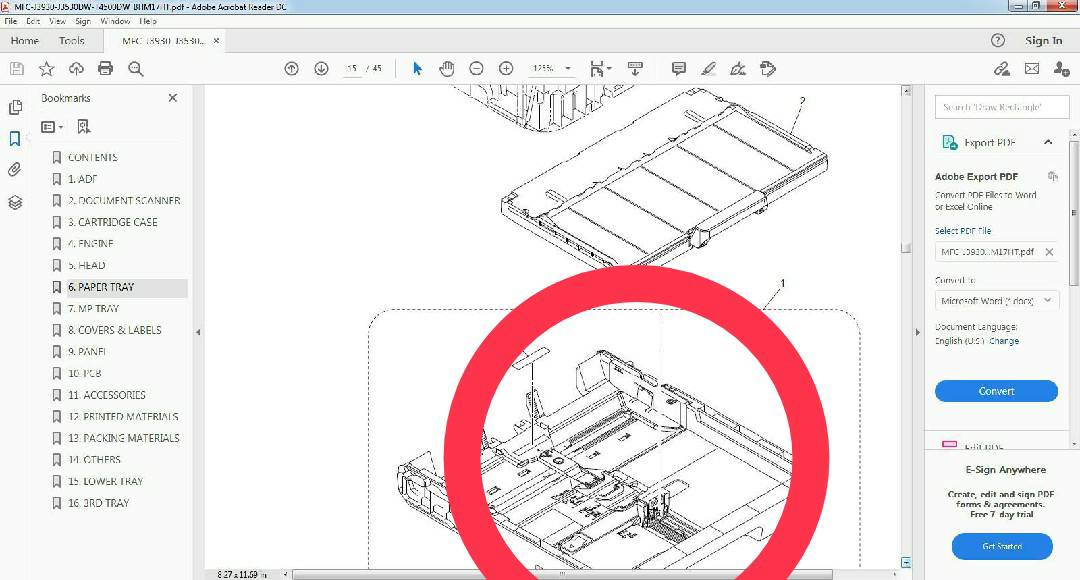 SHEET GUIDE ASSY (ถาดป้อนกระดาษ) BROTHER MFC-J3530DW