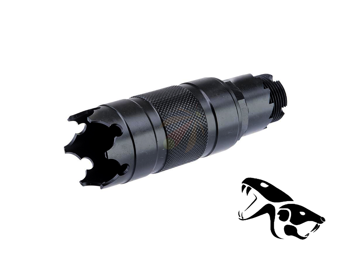 Kizuna Works 24mm Positive Flash Hider for AK-104 Style Airsoft Rifles w/ 14mm Negative Adapter (Model: Crowned)