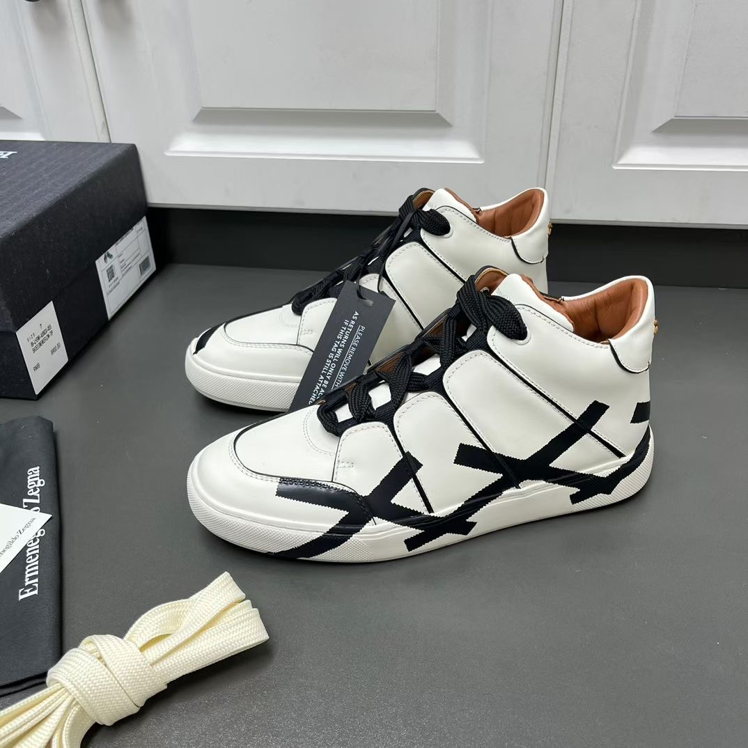 **do**รองเท้าผู้ชาย Zegna Leather Tiziano Sneakers บู้ทสั้น มี 2 สี สินค้าใหม่ ของแท้