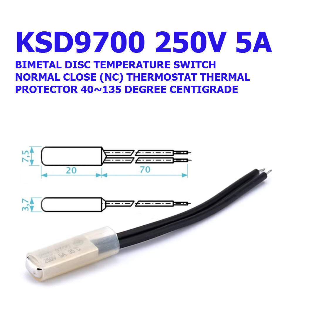 KSD9700 (NC)normally closed, switch thermal protector 5A, 45 degrees ~ 155 degrees