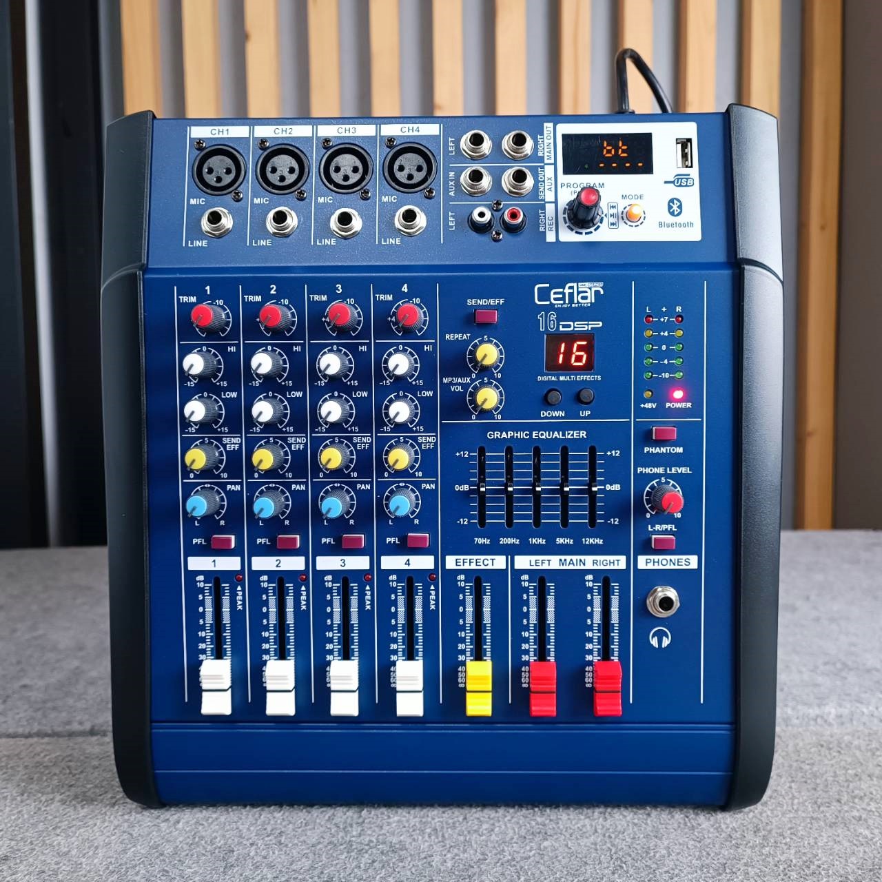 สินค้าใหม่ ลดล้างสต็อค Ceflar PMX4-150 POWERMIXER สีน้ำเงิน เพาเวอร์ มิกซ์เซอร์ บูลทูธ 4 CH เคฟลาร์ PMX4 150 PMX4150 เอไอ-ไพศาล