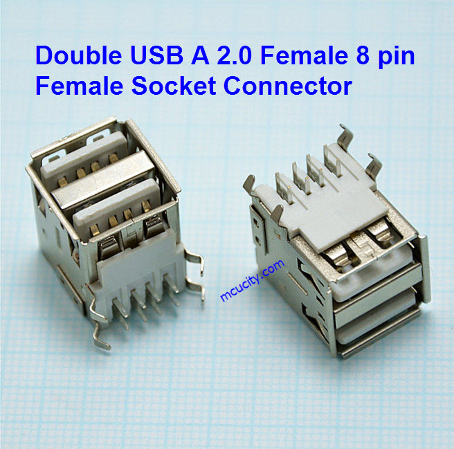 Double USB A 2.0 Female 8 pin Welding Solder Plug Jack Female Socket Connector For mobile power supply