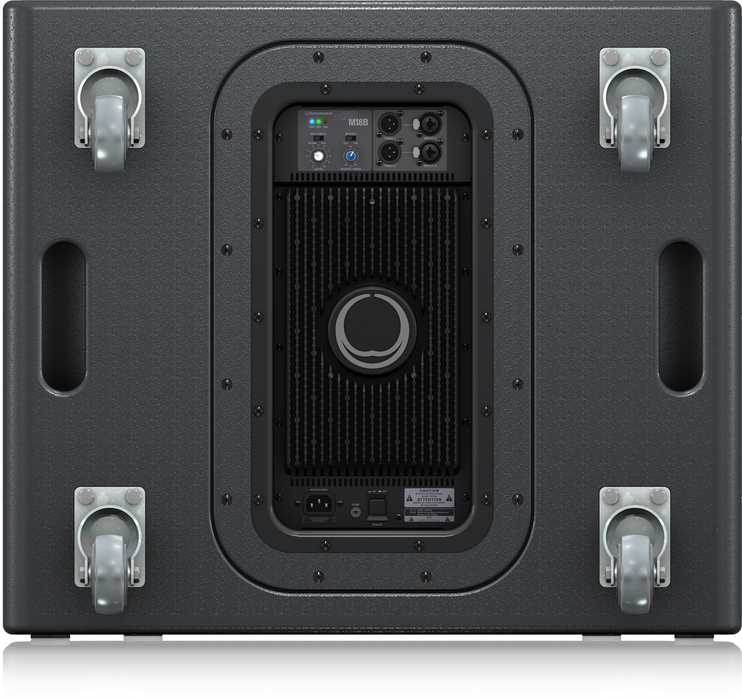 TURBOSOUND M-18B (ไม่มีล้อแถม) ตู้ลำโพงซับ18" Powered Subwoofer with Klark Teknik Technology for Portable PA +++