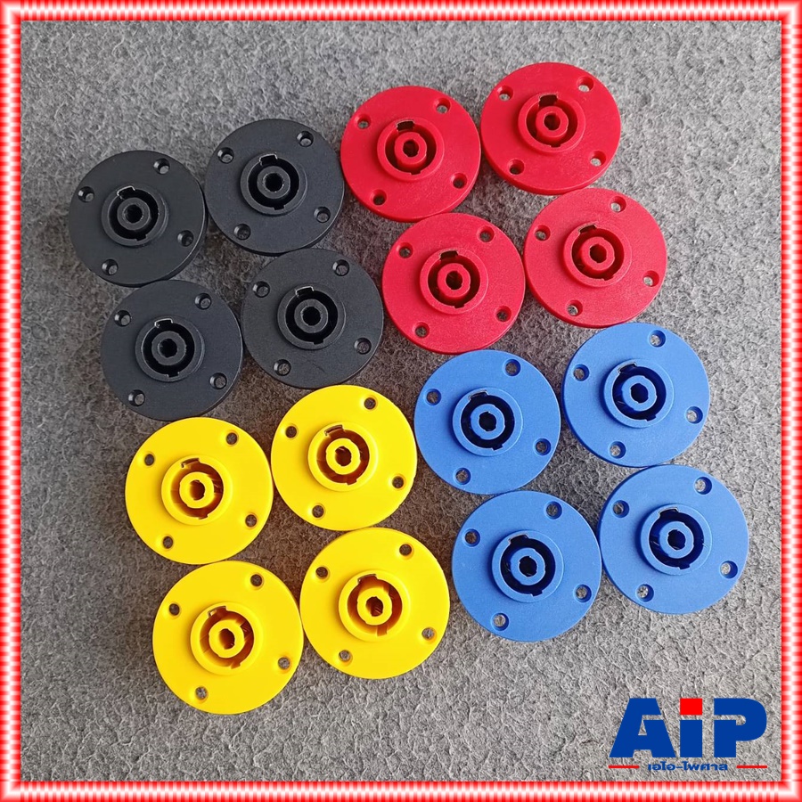แพ็ค4ตัว มี4สีให้เลือก J.SPEAKON ติดแท่นกลม สีดำ/แดง/เหลือง/น้ำเงิน แจ็คสเปคคอนตัวเมีย สเปคคอนกลมใหญ่ J.SPEAKONตัวเมีย เอไอ-ไพศาล