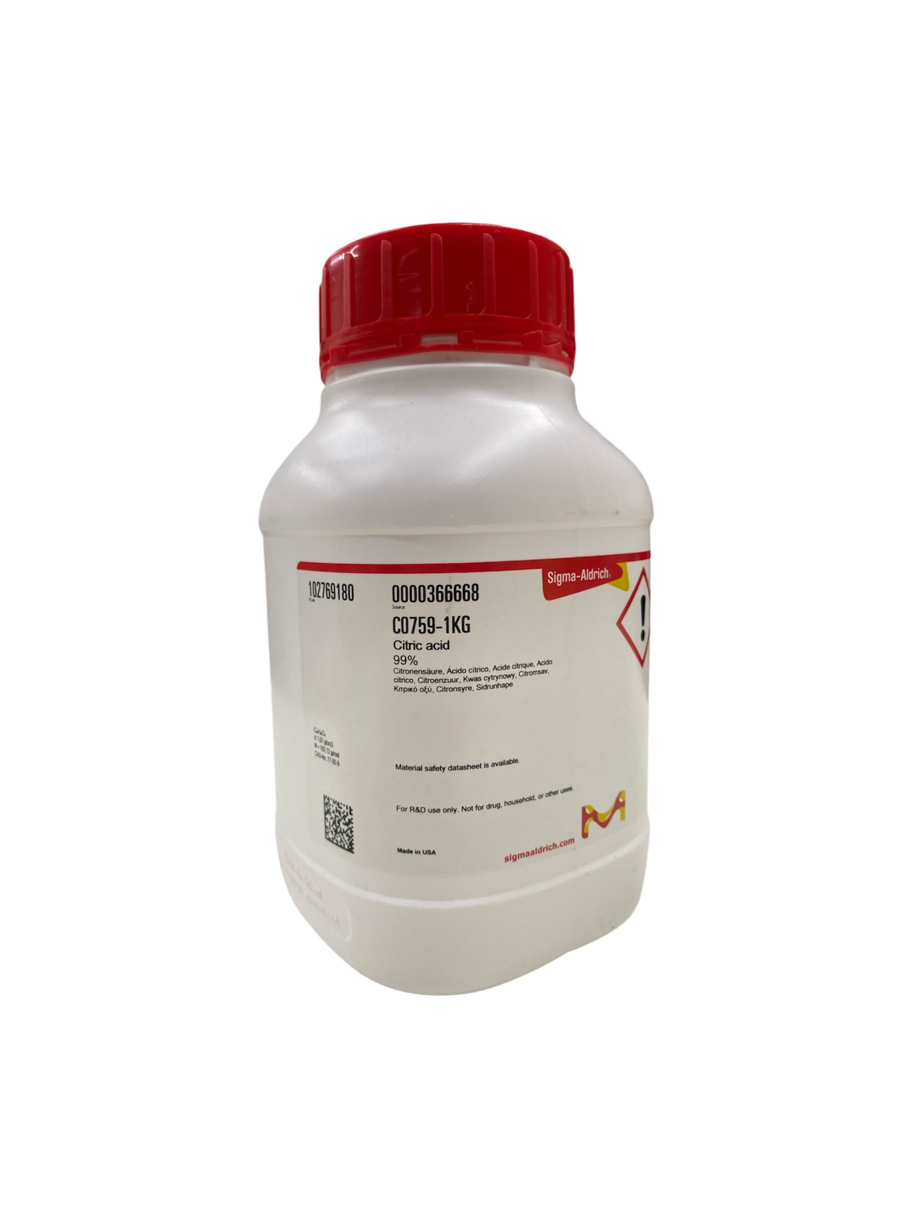 Citric acid 99%, 1 kg-sigma aldrich C0759